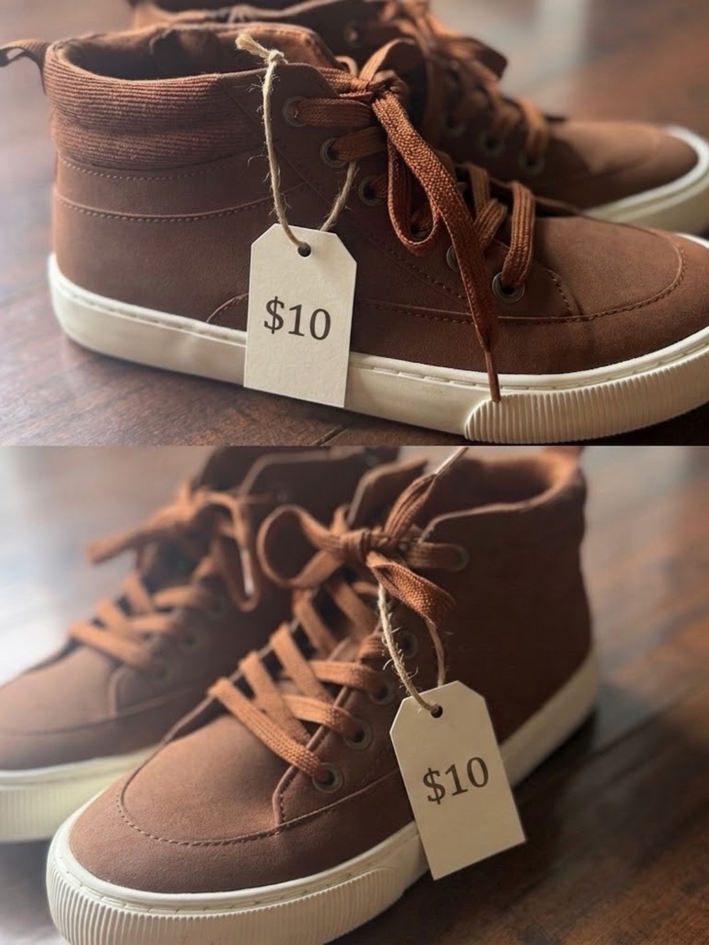 Boys High-Top Casual Sneakers in Brown